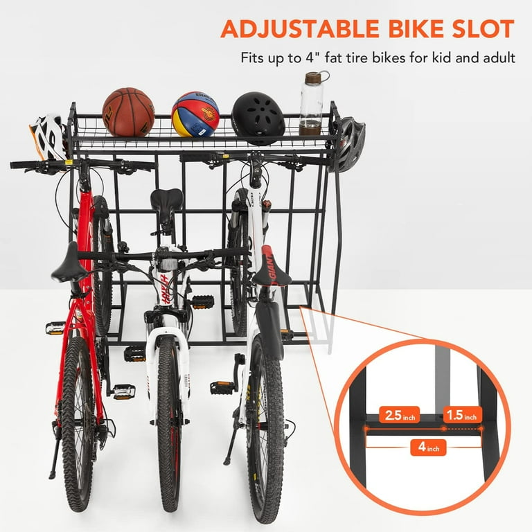 4 Freestanding Bike Stand Rack with Storage, Heavy Duty Garage
