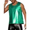 thumbnail image 4 of INSPIRE CHIC Metallic Tank Top for Men's Round Neck Shiny Disco Party Sleeveless Vest XL Green, 4 of 6