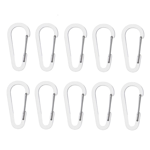 10Pcs D-Shape Spring Clip Carabiner Hook Stainless Steels Snap Spring Carabiner Clip for Camping, Hiking, Backpack Belt