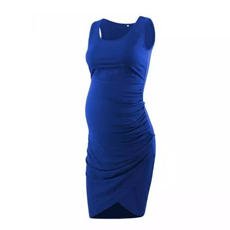 

2020 Summer Sexy Round Neck Sheath Irregular Sleeveless Maternity Dress