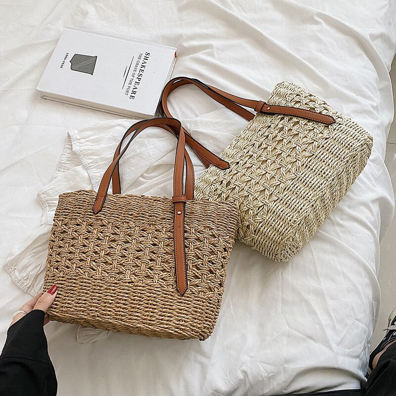 Designer Weave Square Box Handbags for Women 2022 Trendy Female Straw  Shoulder Bag Fashion Brand Chains Beach Bags Purses