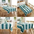 thumbnail image 4 of IGUOHAO Striped Tassel Tablecloth Stitching Rectangle Table Cloth Cotton Linen Fabric Table Cover for Kitchen Dinning Tabletop 54 x 86 Inch Teal, 4 of 5