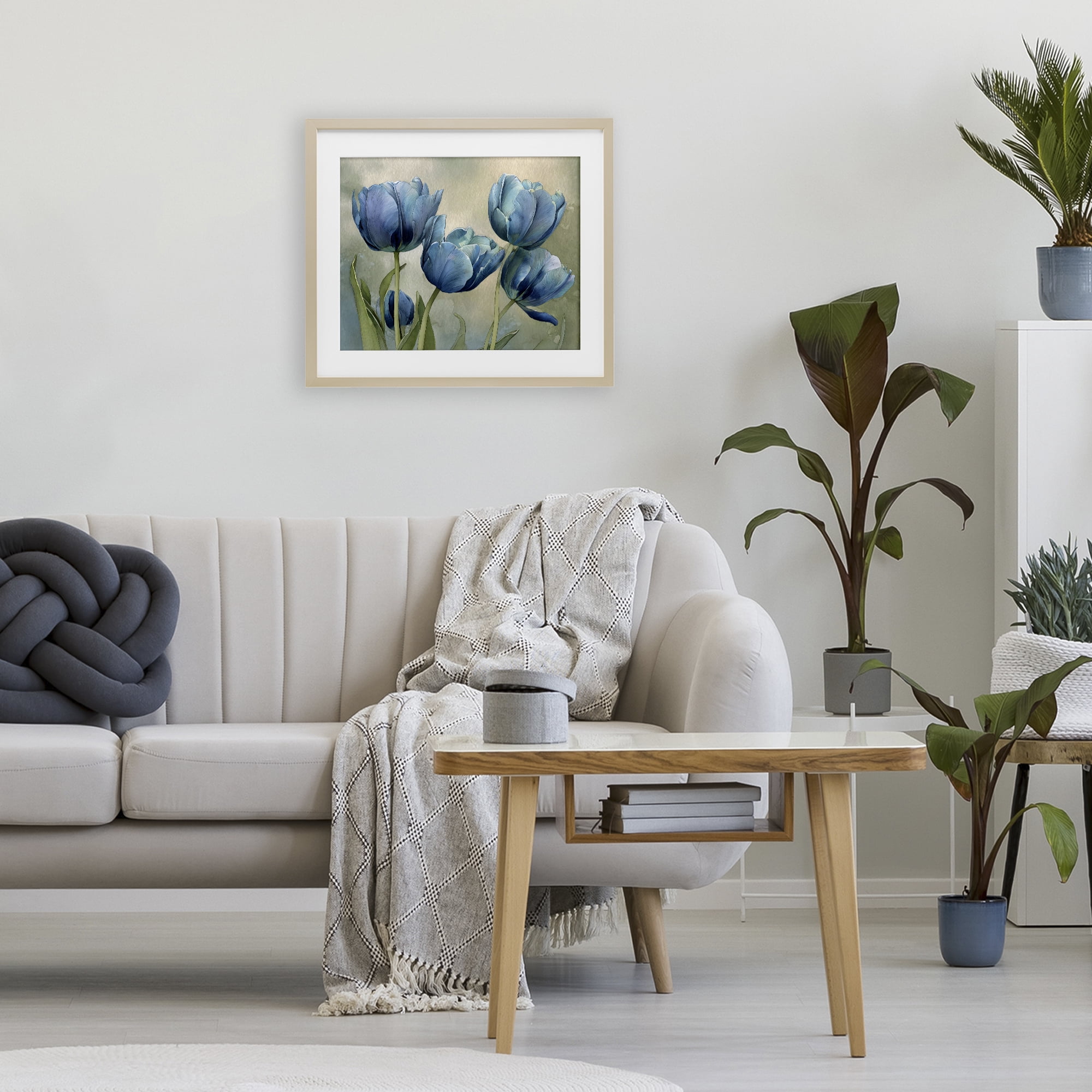 Stupell Industries Drawn Blue Tulip Flowers Birch Framed Print Under Glass, design by Franklyn Gregory