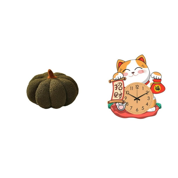 Almohadas de calabaza de Halloween,Cojines de calabaza de Halloween,suaves,para decoración del hogar,Cojines decorativos de calabaza,peluches de Halloween,sofá,Reloj de pared,Reloj de pared
