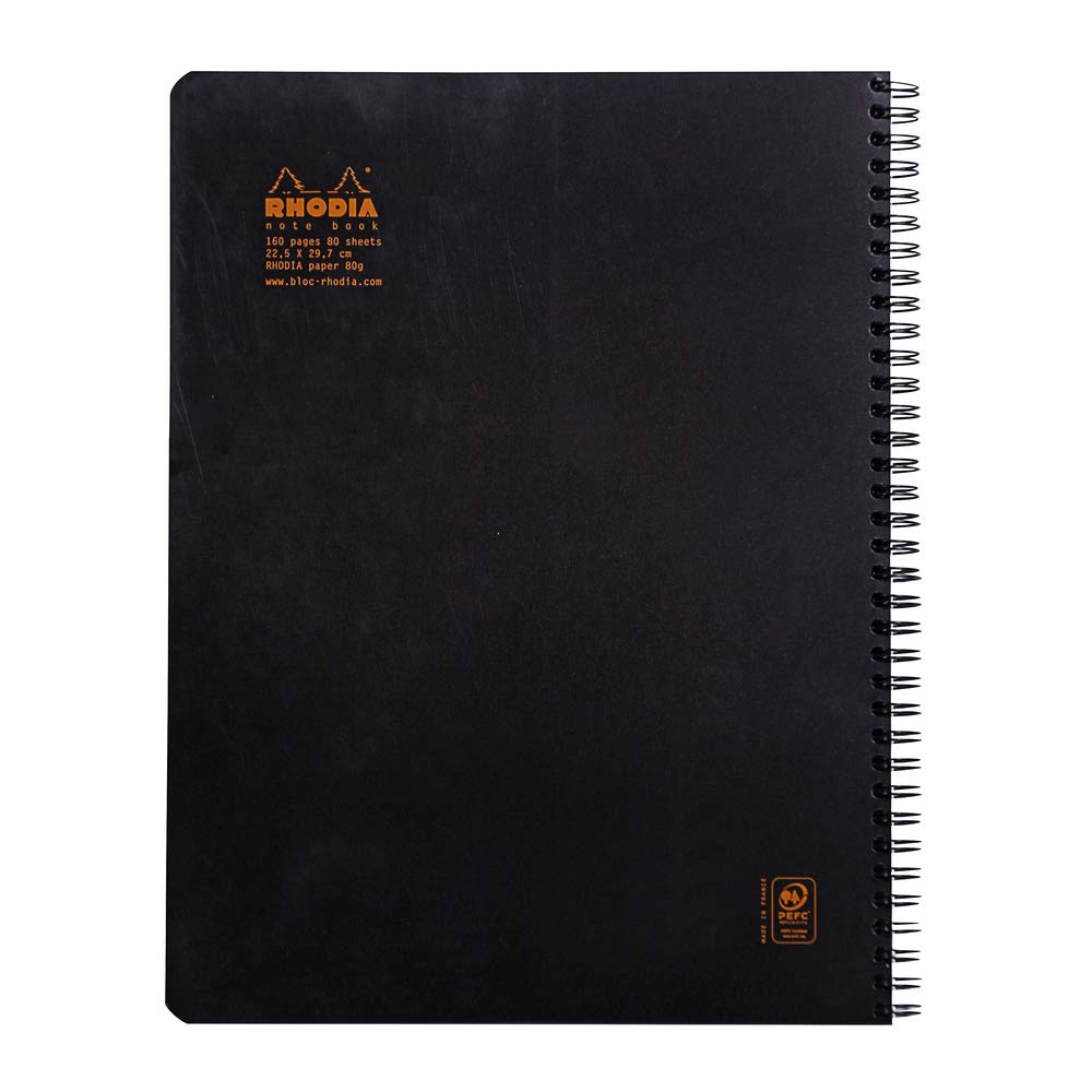 Rhodia Wirebound Notebook, A4+, Lined - Black