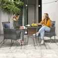 thumbnail image 4 of Gymax 3-Piece Patio Furniture Set PE Wicker Conversation Bistro Set w/ A Tempered Glass Table Mix Gray, 4 of 10