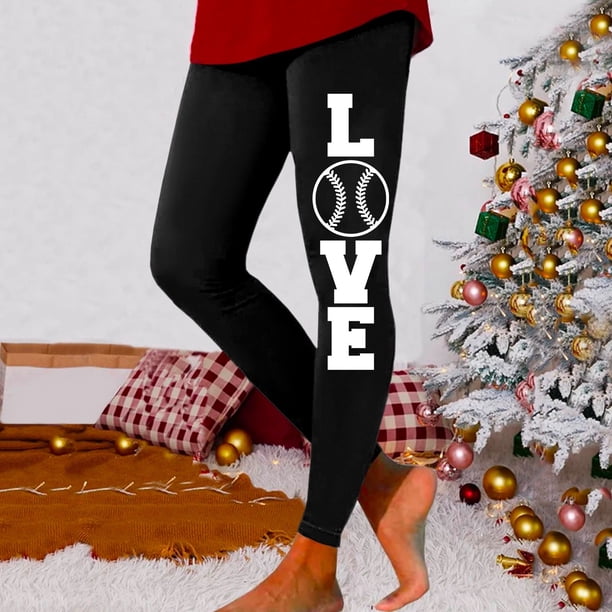 MKLEKYY Leggings para mujer, moda informal para mujer, otoño/invierno, letras de béisbol, pantalones de yoga estampados en 3D, leggings