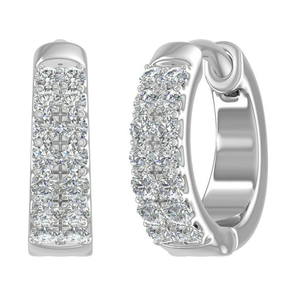 1/3 Carat Diamond Hoop Earrings in 14K White Gold (SI1-SI2 Clarity)