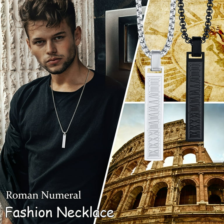 Mens roman numeral necklace sale
