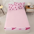 thumbnail image 4 of Homewish Pink Lightning Zipper Full Size Comforter Sets with Fitted Sheet and 2 Pillowcases For Girls,Glitter Stars Zipper Bedding Set,Pink Reversible,4-Piece, 4 of 7