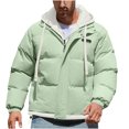 thumbnail image 2 of Puntoco Chaqueta De Exterior Con Capucha Y Cremallera De Bolsillo A Prueba De Viento De Dos Capas Gruesa De Color Sólido Para Hombre, 2 of 6