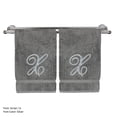 thumbnail image 2 of Monogrammed Hand Towel, Personalized Gift, 16 x 30 Inches - Set of 2 - Silver Embroidered Towel - Extra Absorbent 100% Turkish Cotton- Soft Terry Finish - for Bathroom, Kitchen and Spa- Script X Gray, 2 of 3