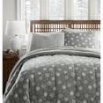 thumbnail image 2 of Micro Flannel Reverse to Sherpa Comforter Set, Twin, Snowflakes Gray, 2 of 3