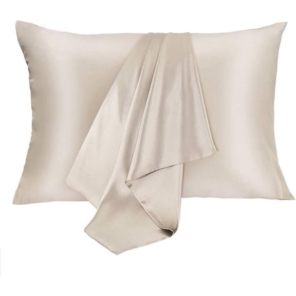 100% Mulberry Silk Pillowcase for Hair and Skin, Silk Pillow Cases 2 Pack, Soft Breathable Smooth Silk Pillow Cover - King, Beige