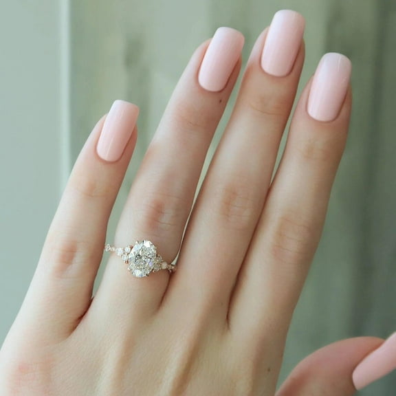 KANISHKAGEMS&JEWELS 2ct Oval Moissanite Engagement Ring CZ Diamond Proposal Wedding Ring Art Deco Handmade Women Jewelry Birthday Gift For Her