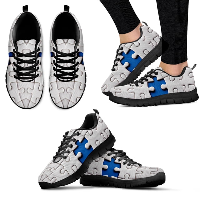 Zapatillas deportivas de marca con diseños de concienciación sobre el autismo, calzado con estampado de rompecabezas, zapatillas informales para el Día Mundial de Concientización sobre el Autismo.