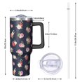thumbnail image 2 of 40oz Pioneer Flower Floral Print Pattern Insulated Tumbler with Handle, BPA-Free Leak Proof Lid and Straws, Double Wall Vacuum, Hot 12h/Cold 34h, 2 of 6
