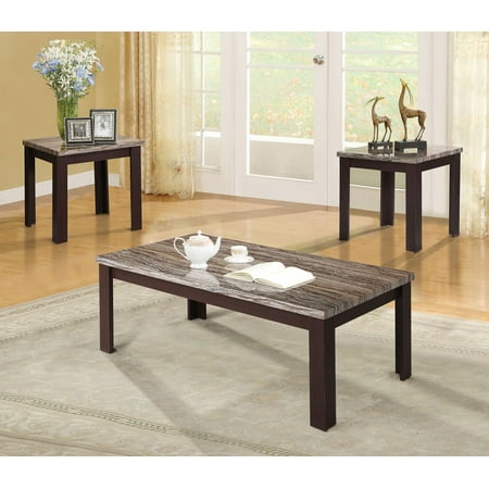 Simple Relax Carly Faux Marble Top Cherry 3pcs Pack Coffee ...