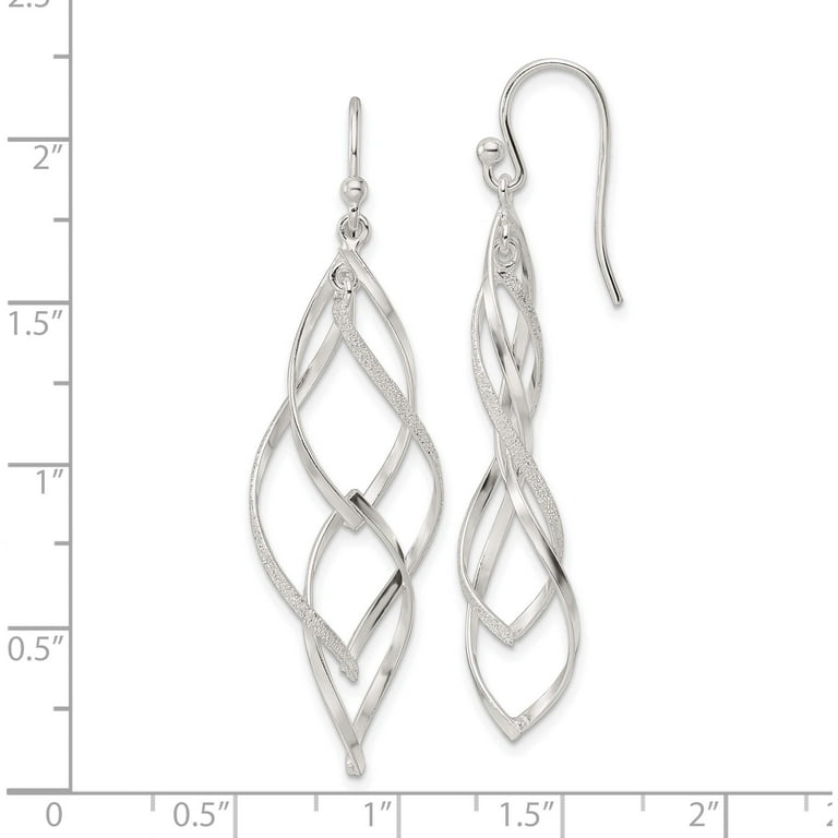 Sterling Silver Polished and Laser Twisted Dangle Hook Earrings Sterling Silver Polished and Laser Twisted Dangle Hook Earrings