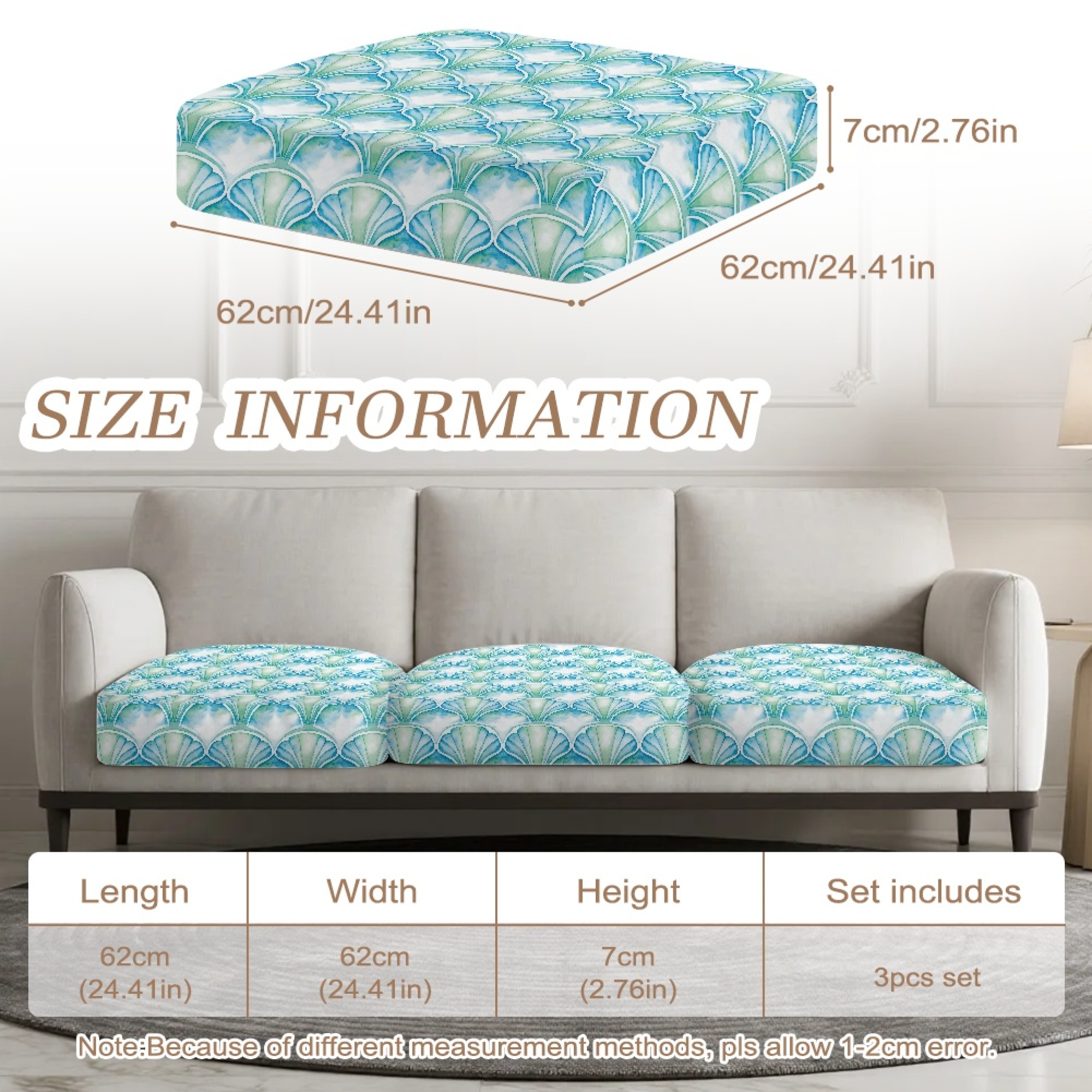 TSOVTHRID Blue Seashell Vintage Print Sofa Covers for Seat Cushions Non Slip Couch Cushion Slipcovers Luxury Soft Couches Furniture Protector for Chair Loveseat