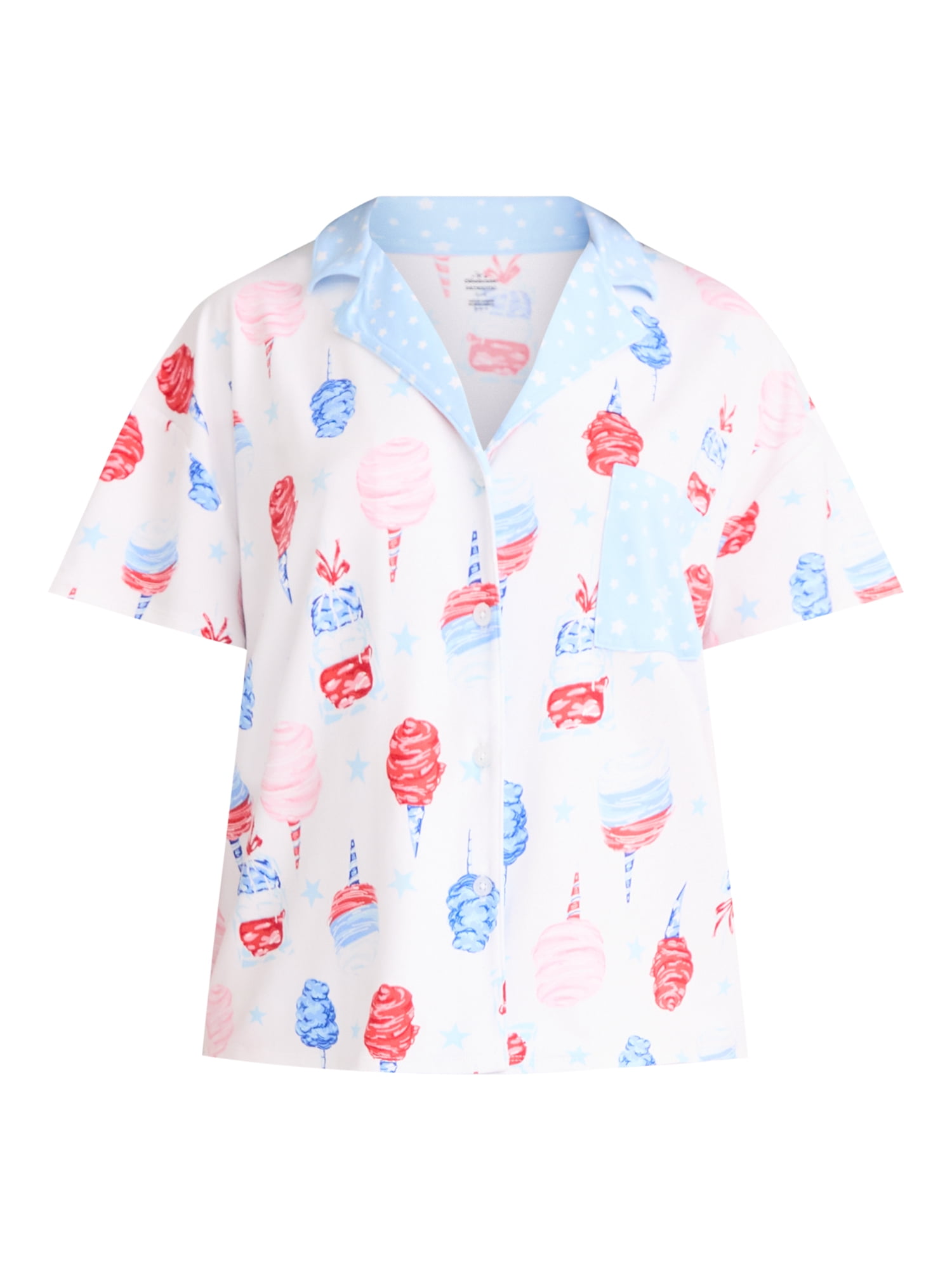 Way to Celebrate Women's Americana Notch Collar Top and Shorts Pajama Set, 2-Piece, Sizes XS-3X