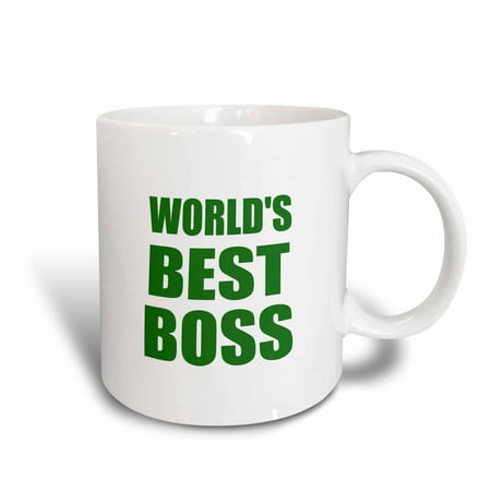 3dRose Worlds Best Boss - green text - great design for the greatest boss, Ceramic Mug,