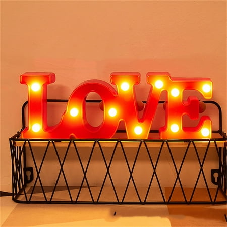 

amousa Valentine s Day Decoration Creative Love Letter Shape LED Night Light Lamp Battery Powered Lights Decor