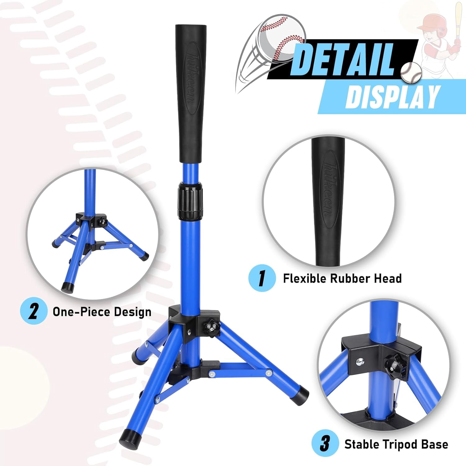 Adoreal Baseball Tee for Kids, Baseball Tee Baseball Batting Tee for Kids Softball & Baseball Practice Tee Easy Adjustable Height Portable Hitting Tee with Carry Bag(Blue)