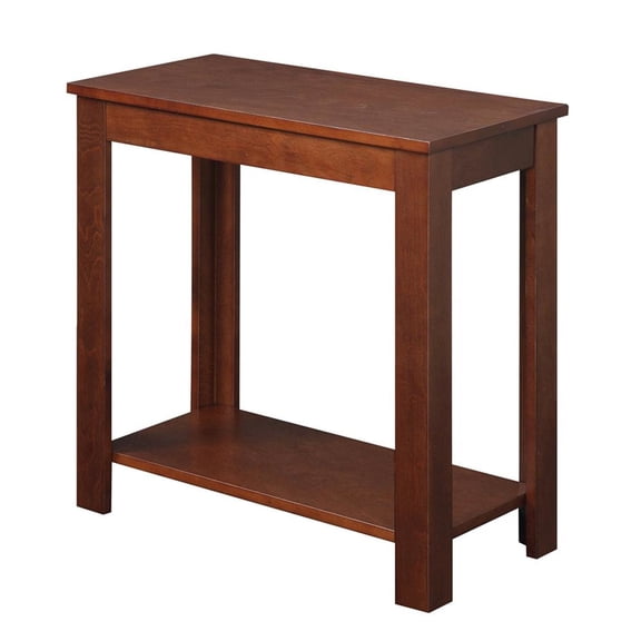 FurniFact Chairside End Table, Mahogany, Bottom Shelf, Quick Setup