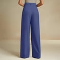 thumbnail image 4 of Ohufall Plus Size Pants for Women Fashion Casual Solid High Waist Trousers Comfortable Straight Wide Leg Dress Pants, 4 of 7