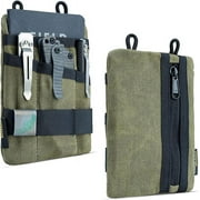 VIPERADE VE1-OW EDC Pouch, Waxed Canvas Pocket Organizer, EDC Pocket Organizer Pouch for Men, 3 Tool Slots with 1 Zipper Pocket Great for EDC Gears-Green