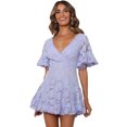 thumbnail image 1 of Nueva moda mujer encaje vestido de flores sin mangas escote en v cuello color sólido elegante pri Romacci Vestido de mujer, 1 of 7