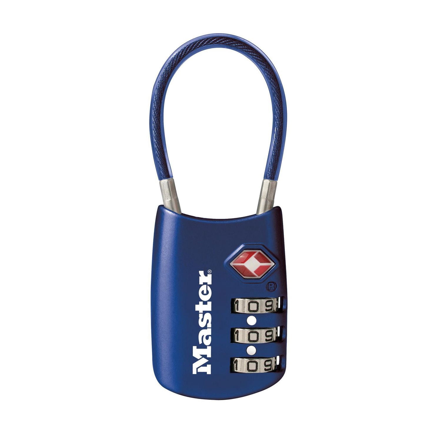 Master Lock 4688D TSA-zugelassenes Kofferschloss – Selbst Einstellbare 3-stellige Kombination, Silber, Für Reisegepäck & Rucksäcke