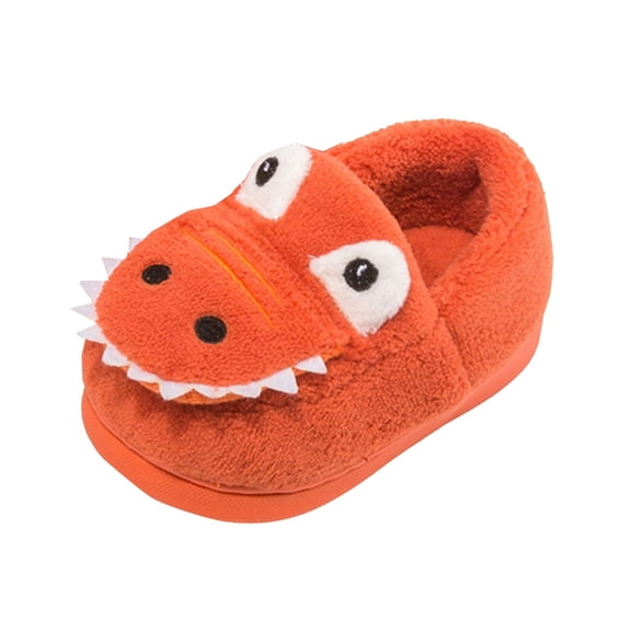 BOBOGOJP Kids Cotton Warm Slippers Boys Girls Soft Indoor House Slipper Socks Fuzzy Plush Dinosaur Home Shoes for Winter Red for Size 12