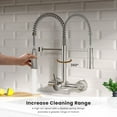 thumbnail image 5 of Wall Mount Kitchen Faucet Single Handles, 8 Inch Center Wall Commercial Utility Sink Faucet with Pull Out Sprayer 2 Modes, Stainless Steel, Brushed Nickel, 5 of 8