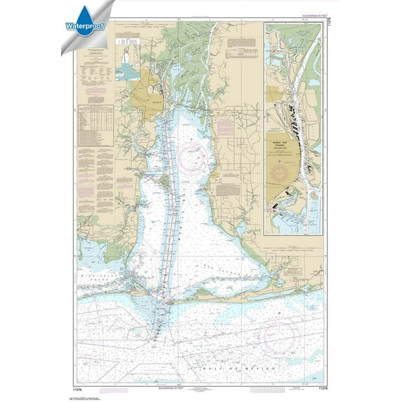 NOAA Chart 11376: Mobile Bay Mobile Ship Channel-Northern End, 34.9 X 50.1, Waterproof
