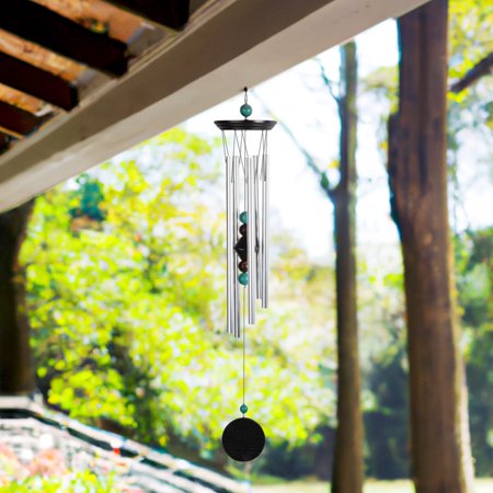 ICE ARMOR 24" Long Wooden Top Geode Beads Wind Chime