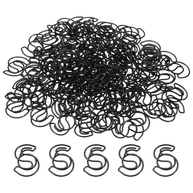 Unique Bargains Paper Clip Coated Letter S Shape Alphabet Clips Bookmarks, Black, 100 Count