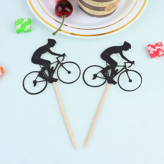FRCOLOR Black Paper Cake Toppers for Decoration Sports Style Design Ideal for Birthday Parties and Anniversaries 40pcs