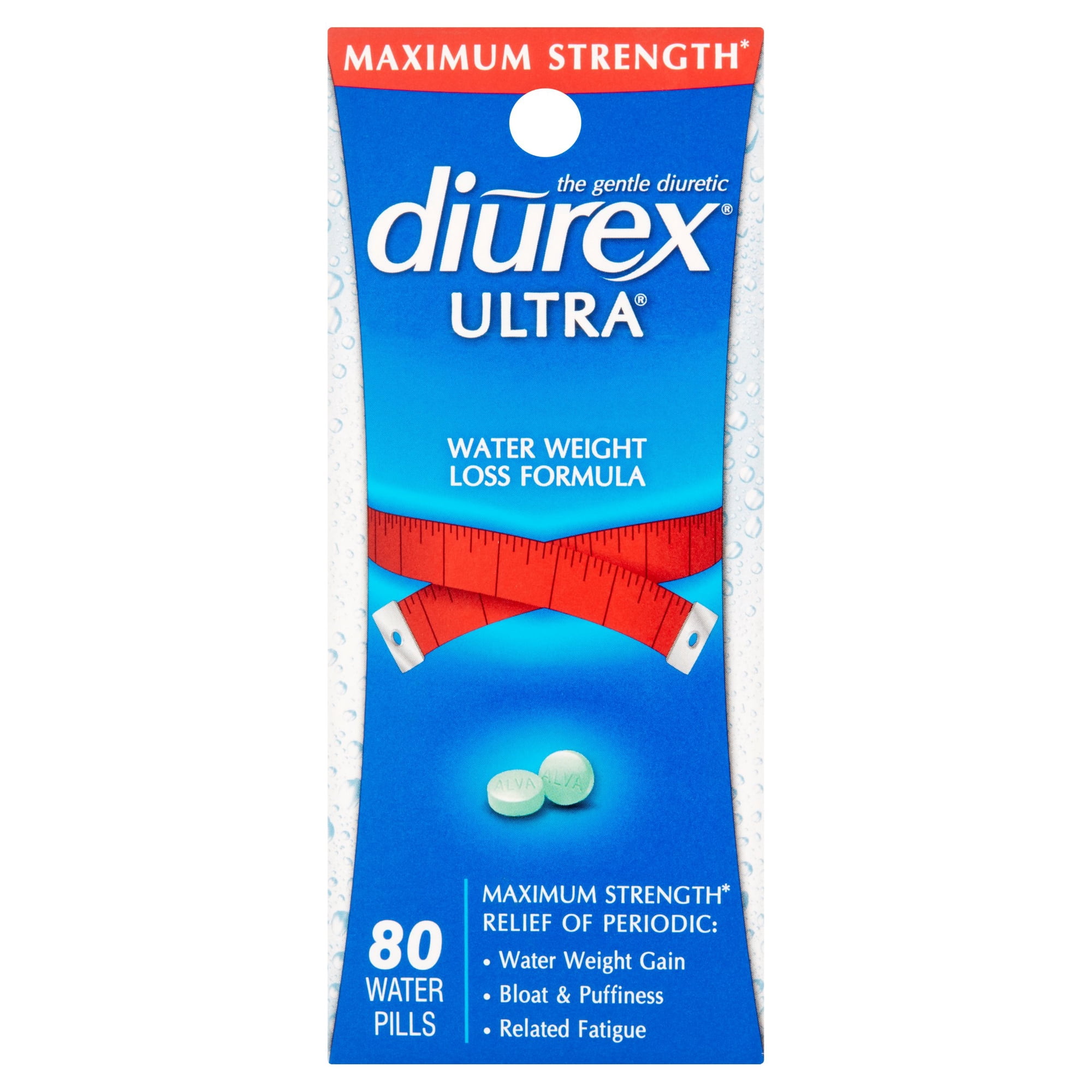 Diurex Ultra Re-Energizing Water Pills - Relieve Water Bloat - Feel Better & Less Heavy - 80 Ct