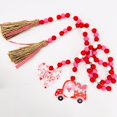 thumbnail image 4 of 2pcs Valentine's Day Mother's Day, Wedding Gifts Wooden Bead Wreath With Tassels, Rustic Farmhouse, 4 of 5