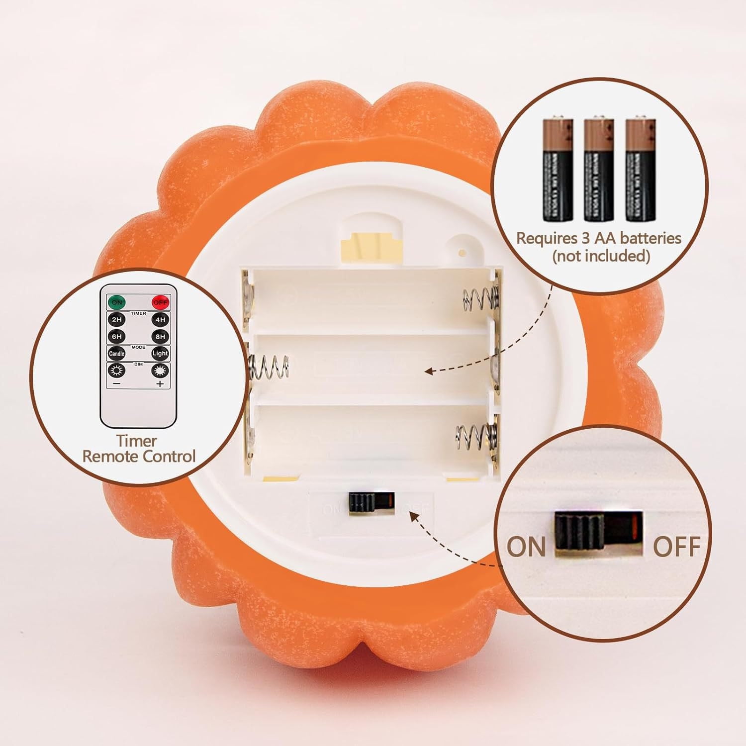 Flameless Wax Pumpkin Candle with Remote, Timer, Dimmer, LED Battery Operated Flickering Candle for Thanksgiving Halloween, Fall Harvest Decor
