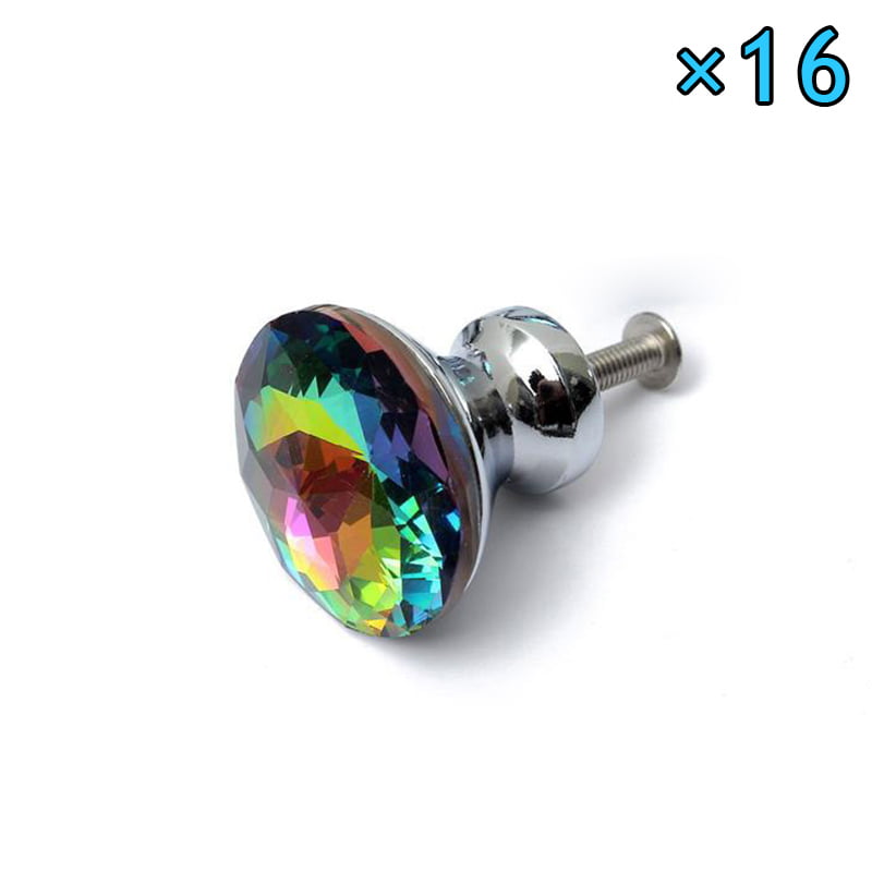 ROKOO 4/6/8/12/16 Pcs/Set Colorful Clear Crystal Glass Door Knobs Furniture Handle For Drawer Cupboard Cabinet Wardrobe 