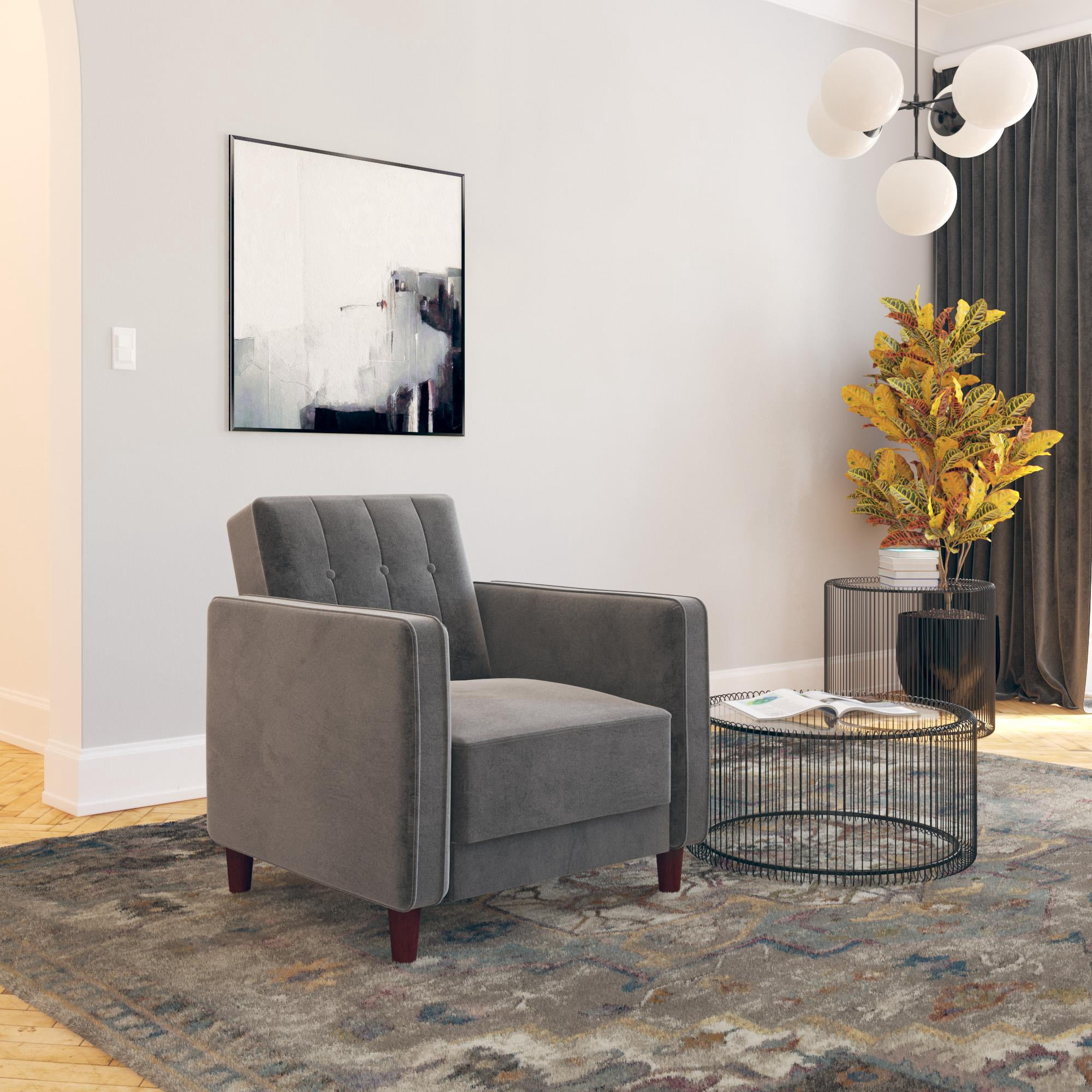 DHP Pin Tufted Accent Chair, Grey Velvet - Walmart.com - Walmart.com