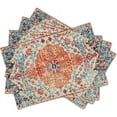 thumbnail image 2 of Ethnic Boho Placemats Set of 4 Southwest Orange Blue Teal Carpet Woven Texture Linen Washable Kitchen Dining Table Mats Stain Heat-Resistant Desktop Decor Place Mats for Home Party Indoor 12x18 in, 2 of 8
