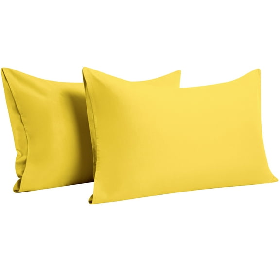 Super Soft Brushed Microfiber Pillowcase Set of 2 Pack, Machine Washable Pillow Cases with Envelope Closure, Standard, 20 x 26 inches, Yellow