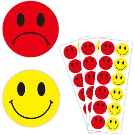 1.5 inch Yellow Happy Smiley Face Stickers and Unhappy Red Sad Labels |  Round Behavior Sticker Circle Teacher Labels, | Walmart Canada