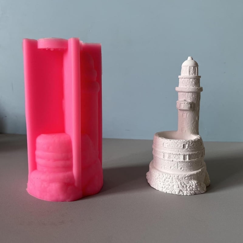 Zecic Handmade Flower Pots Molds 3D Lighthouse Candle Cup Silicone Mould Decorations