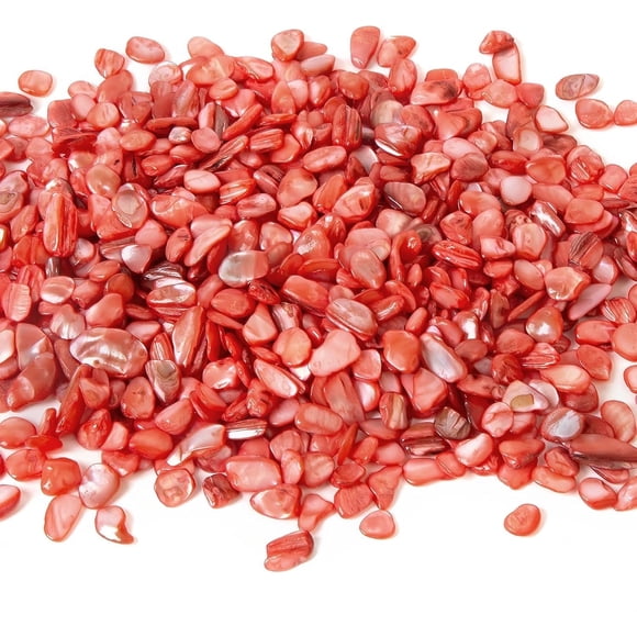 Sinkoo Crushed Shells for Crafts About 0.66LB (300g/11.64oz) Small Natural Crushed Shells Bulk for Crafts DIY Beaching Wedding Decoration Vase Fillers (Red)