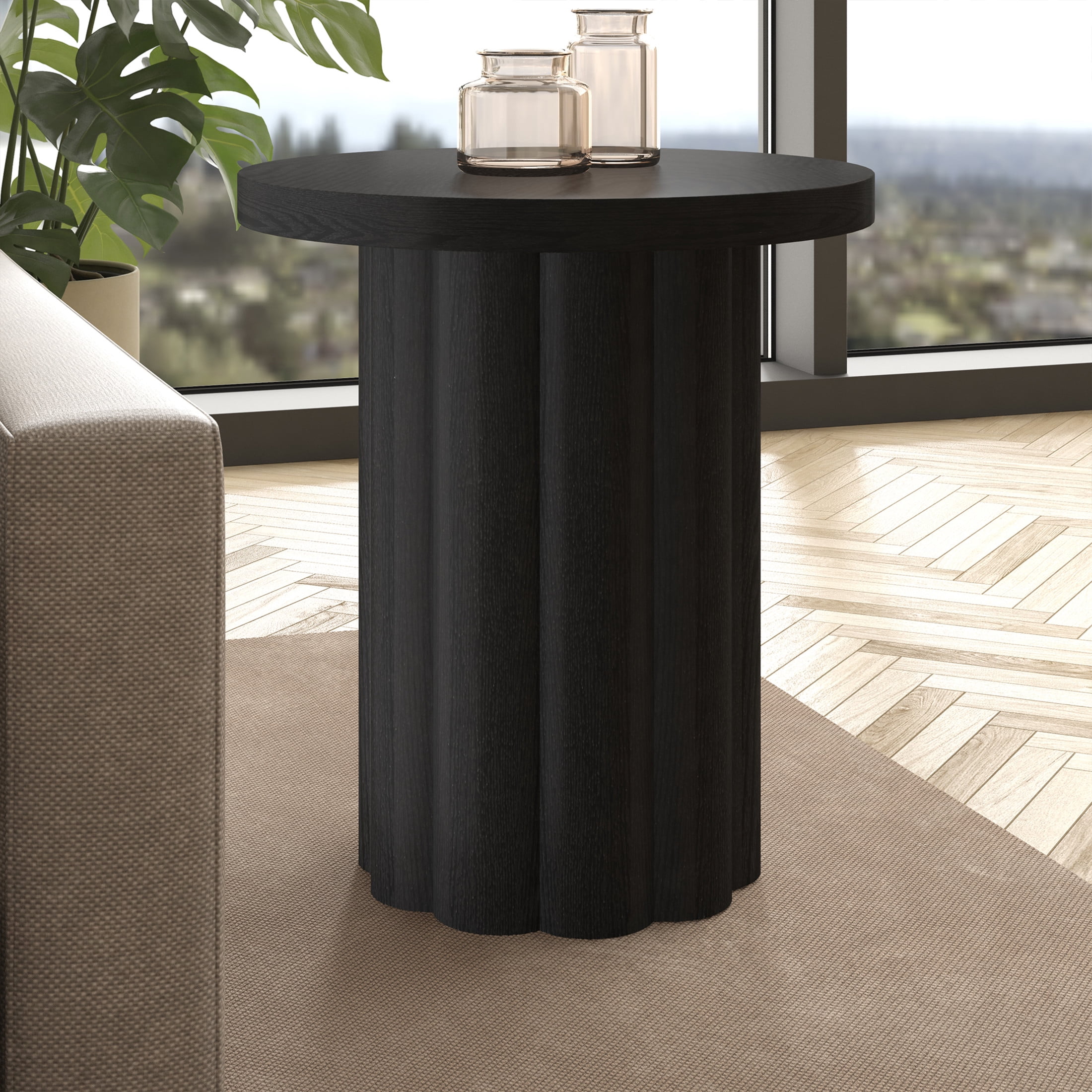 Evelyn&Zoe Modern/Contemporary 20" Wide Black Grain Side Table